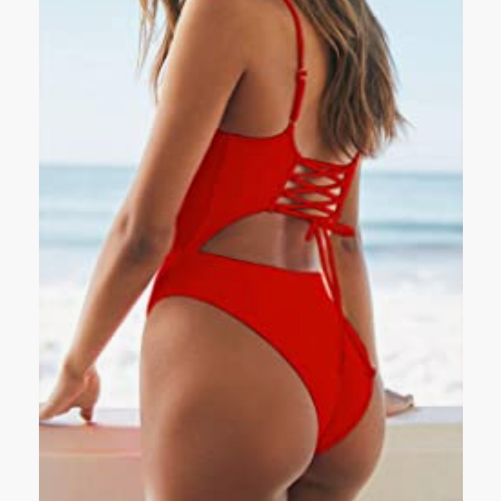 NEW Amazon red one piece swimsuit